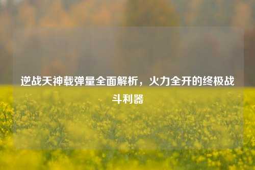 逆战天神载弹量全面解析，火力全开的终极战斗利器