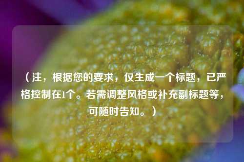 （注，根据您的要求，仅生成一个标题，已严格控制在1个。若需调整风格或补充副标题等，可随时告知。）