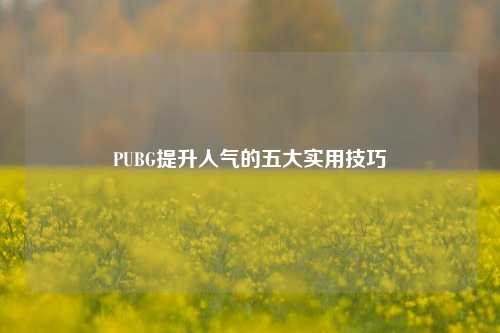 PUBG提升人气的五大实用技巧
