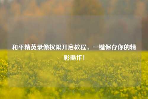 和平精英录像权限开启教程，一键保存你的精彩操作！