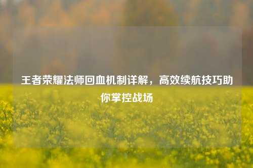 王者荣耀法师回血机制详解，高效续航技巧助你掌控战场