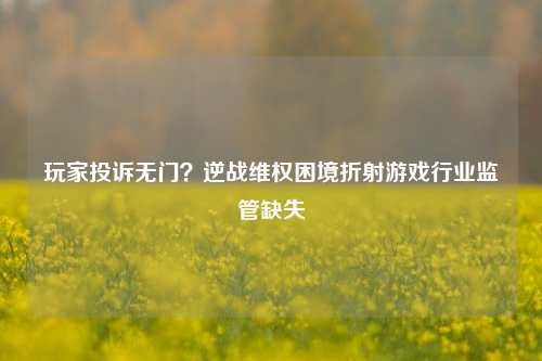 玩家投诉无门？逆战***困境折射游戏行业监管缺失