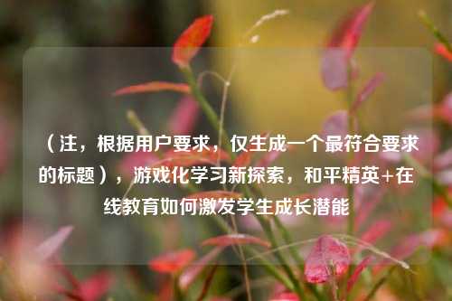 （注，根据用户要求，仅生成一个更符合要求的标题），游戏化学习新探索，和平精英+在线教育如何激发学生成长潜能