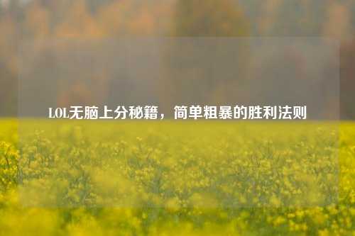 LOL无脑上分秘籍，简单粗暴的胜利法则