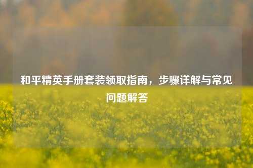 和平精英手册套装领取指南，步骤详解与常见问题解答