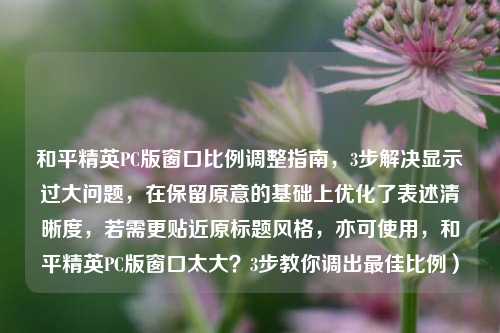 和平精英PC版窗口比例调整指南，3步解决显示过大问题，在保留原意的基础上优化了表述清晰度，若需更贴近原标题风格，亦可使用，和平精英PC版窗口太大？3步教你调出更佳比例）