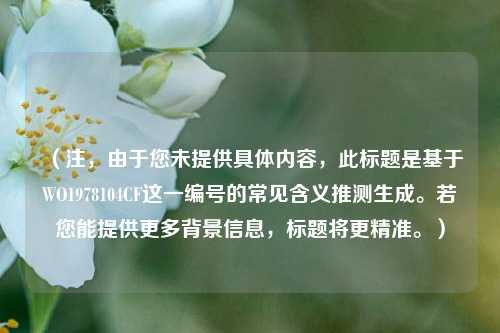 （注，由于您未提供具体内容，此标题是基于WO1978104CF这一编号的常见含义推测生成。若您能提供更多背景信息，标题将更精准。）