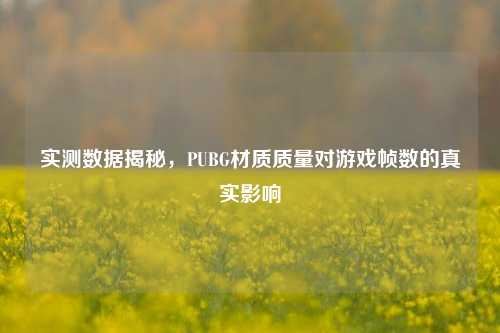 实测数据揭秘，PUBG材质质量对游戏帧数的真实影响