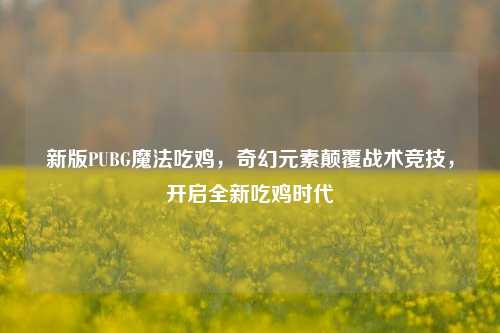 新版PUBG魔法吃鸡，奇幻元素颠覆战术竞技，开启全新吃鸡时代