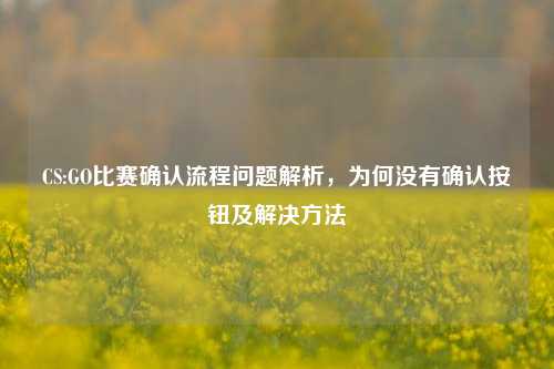 CS:GO比赛确认流程问题解析，为何没有确认按钮及解决     