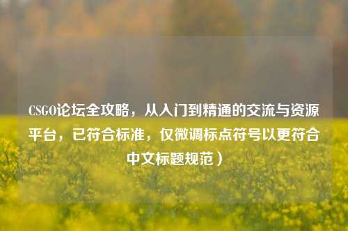 CSGO论坛全攻略，从入门到精通的交流与资源平台，已符合标准，仅微调标点符号以更符合中文标题规范）