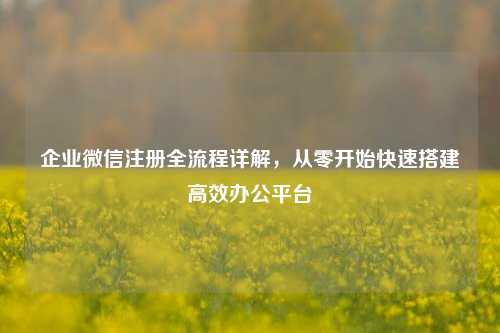 企业微信注册全流程详解，从零开始快速搭建高效办公平台