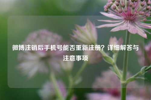 微博注销后手机号能否重新注册？详细解答与注意事项