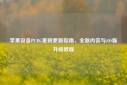苹果设备PUBG重磅更新指南,全新内容与iOS版升级教程