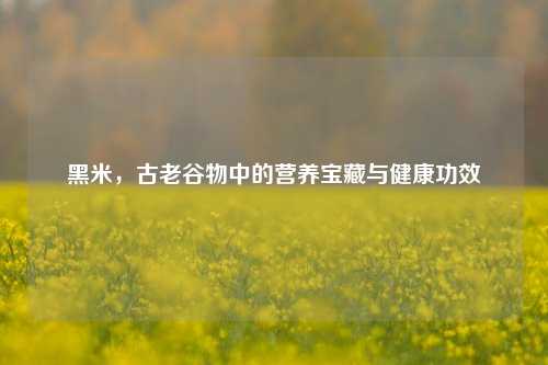 黑米,古老谷物中的营养宝藏与健康功效