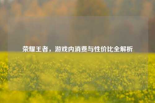 荣耀王者,游戏内消费与性价比全解析