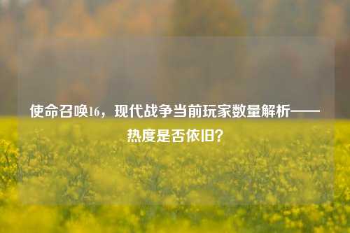 使命召唤16,现代战争当前玩家数量解析——热度是否依旧?